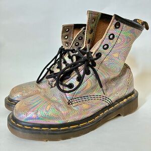 Dr. Martens Rare 90s Vintage 1460 Iridescent 8-Eye Boot Rainbow Shimmer Sz 3 / 5